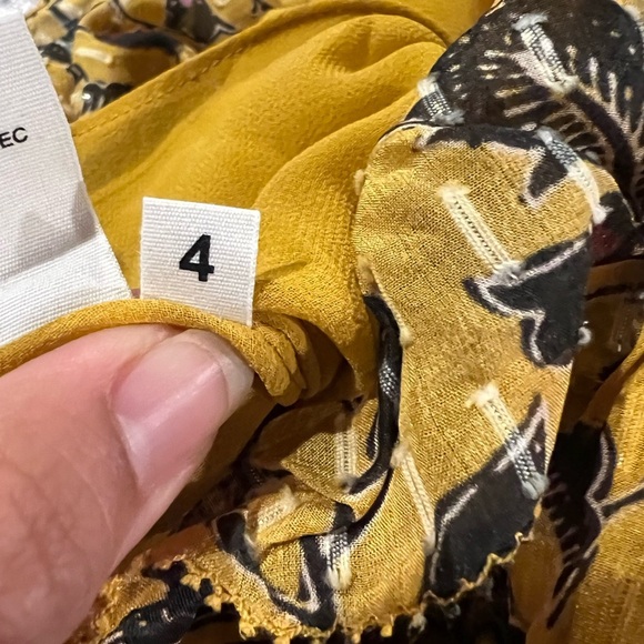 ULLA JOHNSON Yellow Amber Floral Print DANIA Ruffle Tiered Tie Shoulder MIDI 4 - Picture 16 of 16